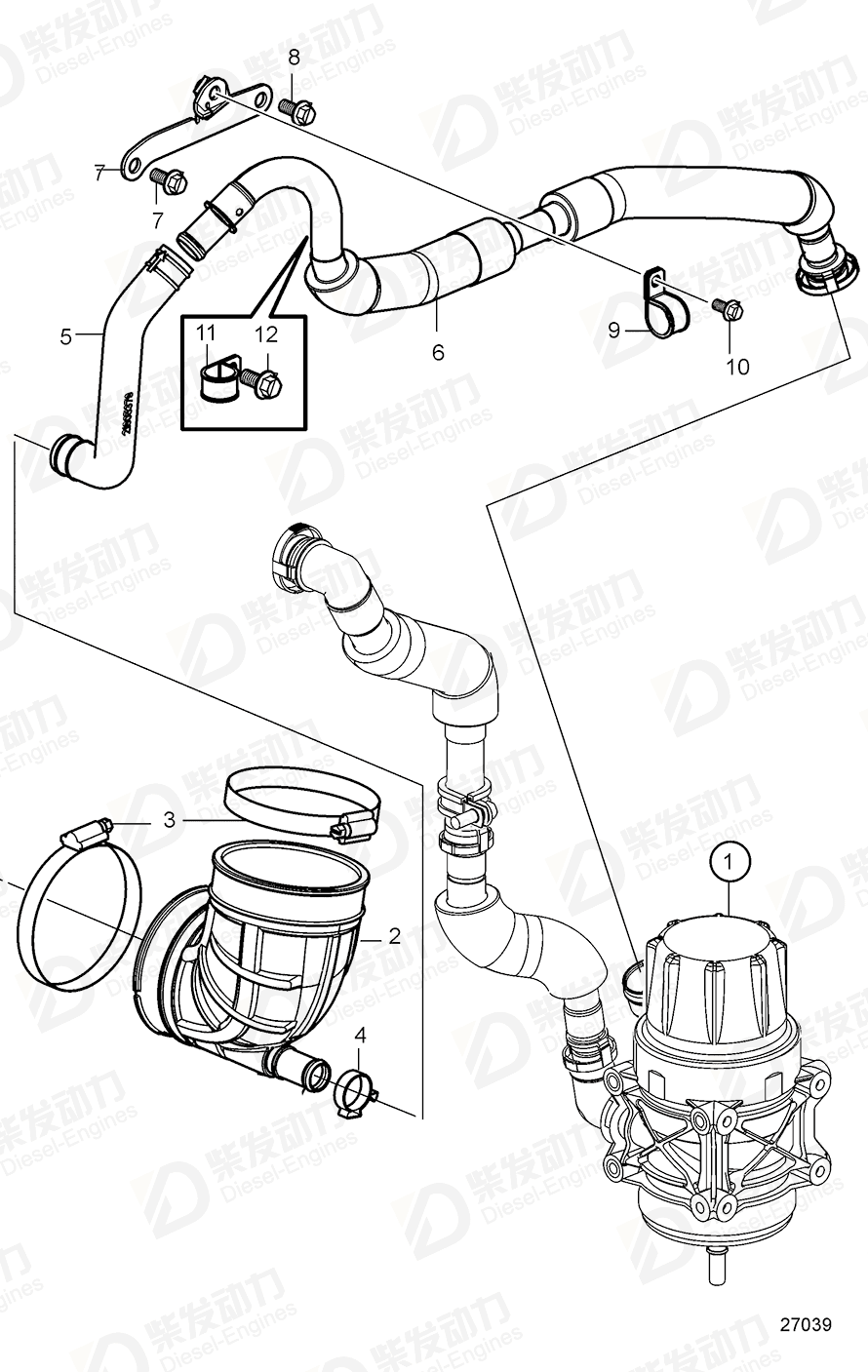 VOLVO Inlet hose 21805424 Drawing